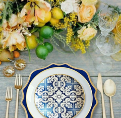 Versailles Royal Blue 10.5" Dinner Plates 4pc