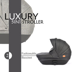 Affluence 5 in 1 Stroller - Grey & Black