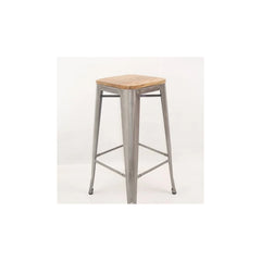 Replica Tolix Kitchen Stool - Wood Seat