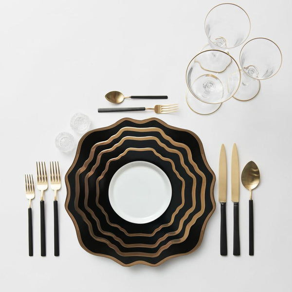 Versailles Black 10.5 inch Dinner Plates 4 pc Set