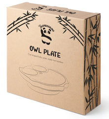 Bamboo Owl Plate with Suction and Spoon Pink