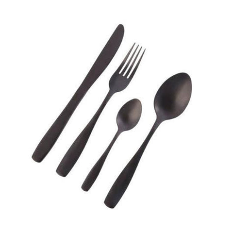 Bella Casa Matte Black Cutlery 16pc Set