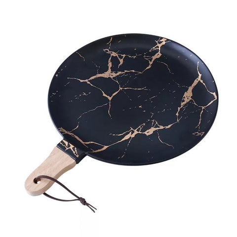 Kintsugi Small Plate with Wooden Handle