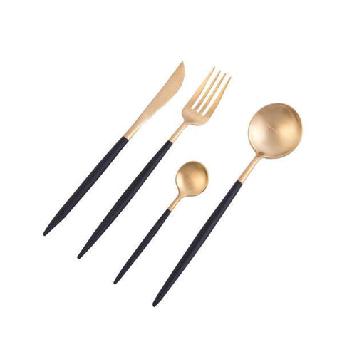 Dubai Gold & Black 16pc Cutlery Set